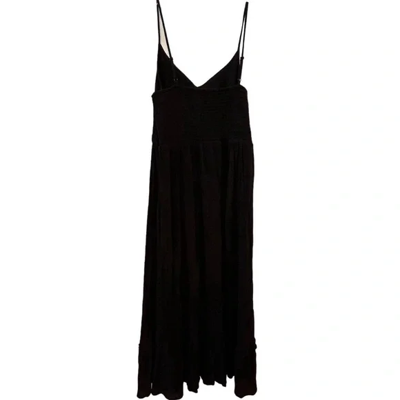 Aerie Women's Black V-Neck Maxi Dress w/ Front Cut-Out Detail Size Large - Picture 2 of 14